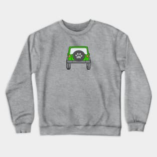 Lime Green Jeep with Paw Print Cover Crewneck Sweatshirt